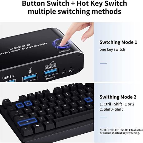 Usb 3.0 Switch Selector Kvm Switch 2 In 1 Out Usb Switcher For 2