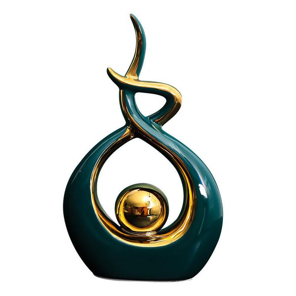 Volamor - Morning Mood Abstract Art Ceramic Statue Ornament Figurine - Green