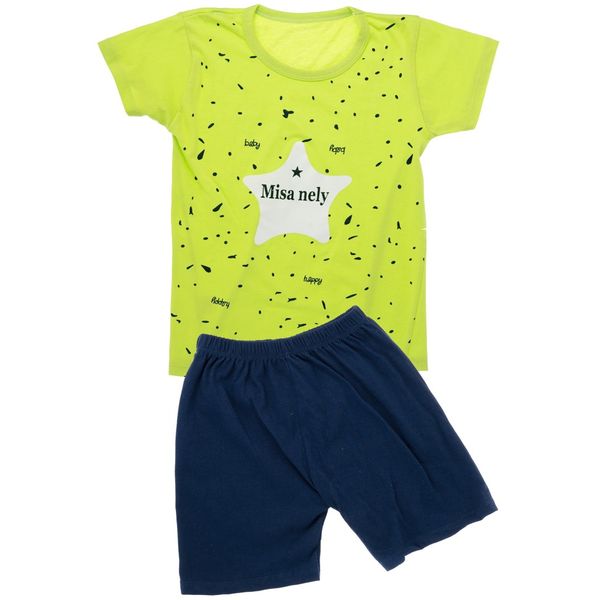 100% Cotton Summer Boys Green Pyjamas Set