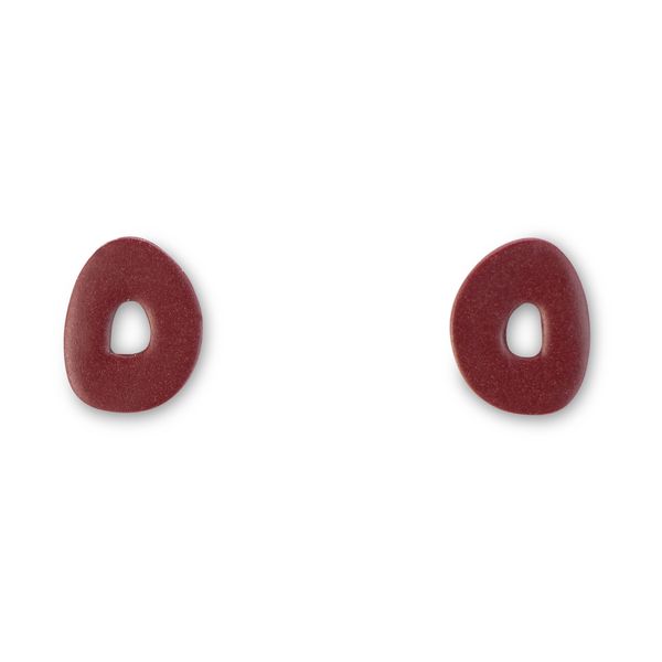 Ginger Homemade - Stud Earrings - Organic Shape - Polymer Clay - Maroon