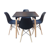 Square Table with 4 Chairs - Black