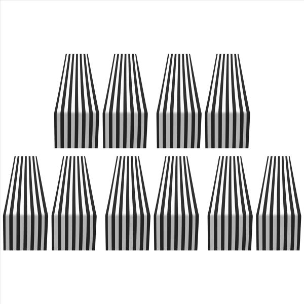 Striped Polyester Tablecloth For Dinner(Black And White 2 Pack)