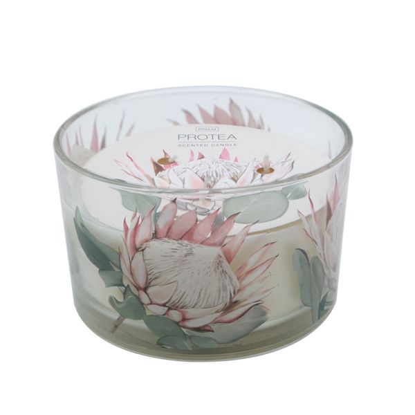 Jenam Protea Triple Wick Scented Candle - Luxury Glass Jar - 400g