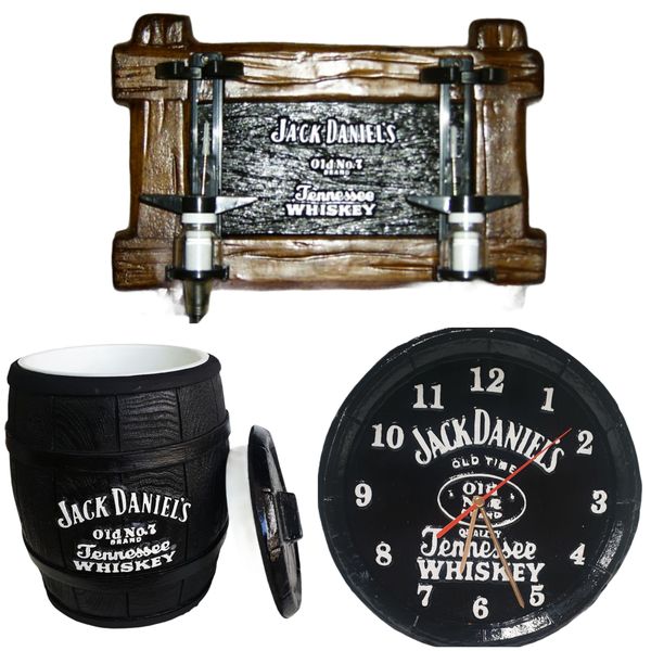 Jack Daniels Combo ( Ice Bucket, 2 Optic Liquor Dispenser &amp; Clock)