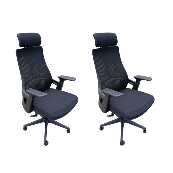 Set Of 2 Ergonomic Mesh Adjustable Office Chair With Headrest And Armrest