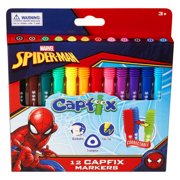 Spider-Man Capfix Fibre Tip Markers - Set of 12