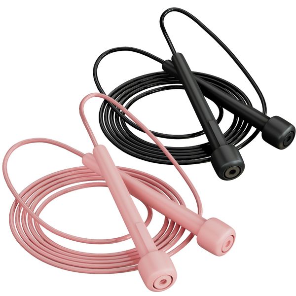 Jump Rope 2 Pack, 110" Adjustable PVC Skipping Rope for Fitness &amp; Boxing