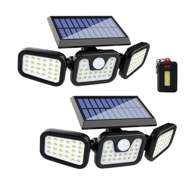 Yax Trippel Head Solar Security Flood Light With A Mini Cob Light