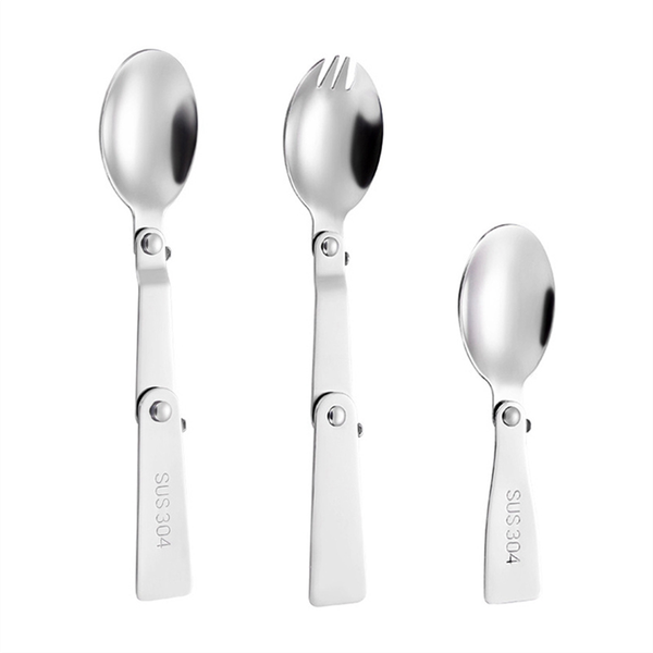 Stainless Steel Folding Spoon Outdoor Travel Cutlery Mini Small Spoon