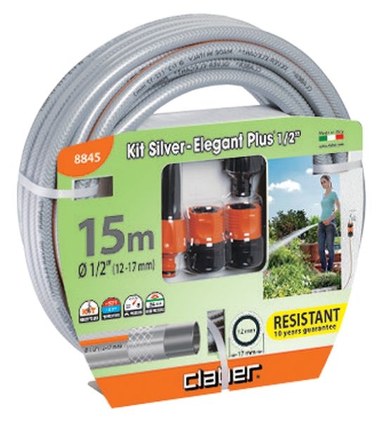 Claber Kit 1/2" Silver Elegant Plus Hose 15m