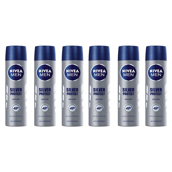 NIVEA MEN Silver Protect Anti-perspirant Deodorant Spray, 6x150ml