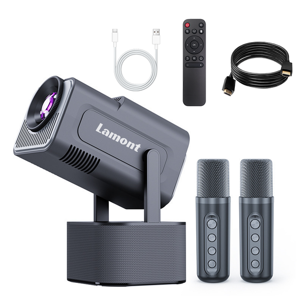Lamont Home Projector with Dual Wireless Microphones