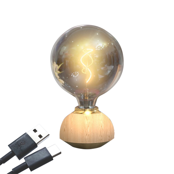 Glass Led Table Lamp Touch Dimmable Table Lamp Wood Grain