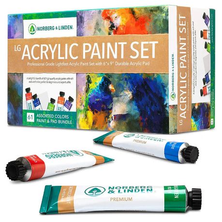 Norberg & Linden LG61 Acrylic Paint Set | 60 Tubes for Canvas & Crafts Image