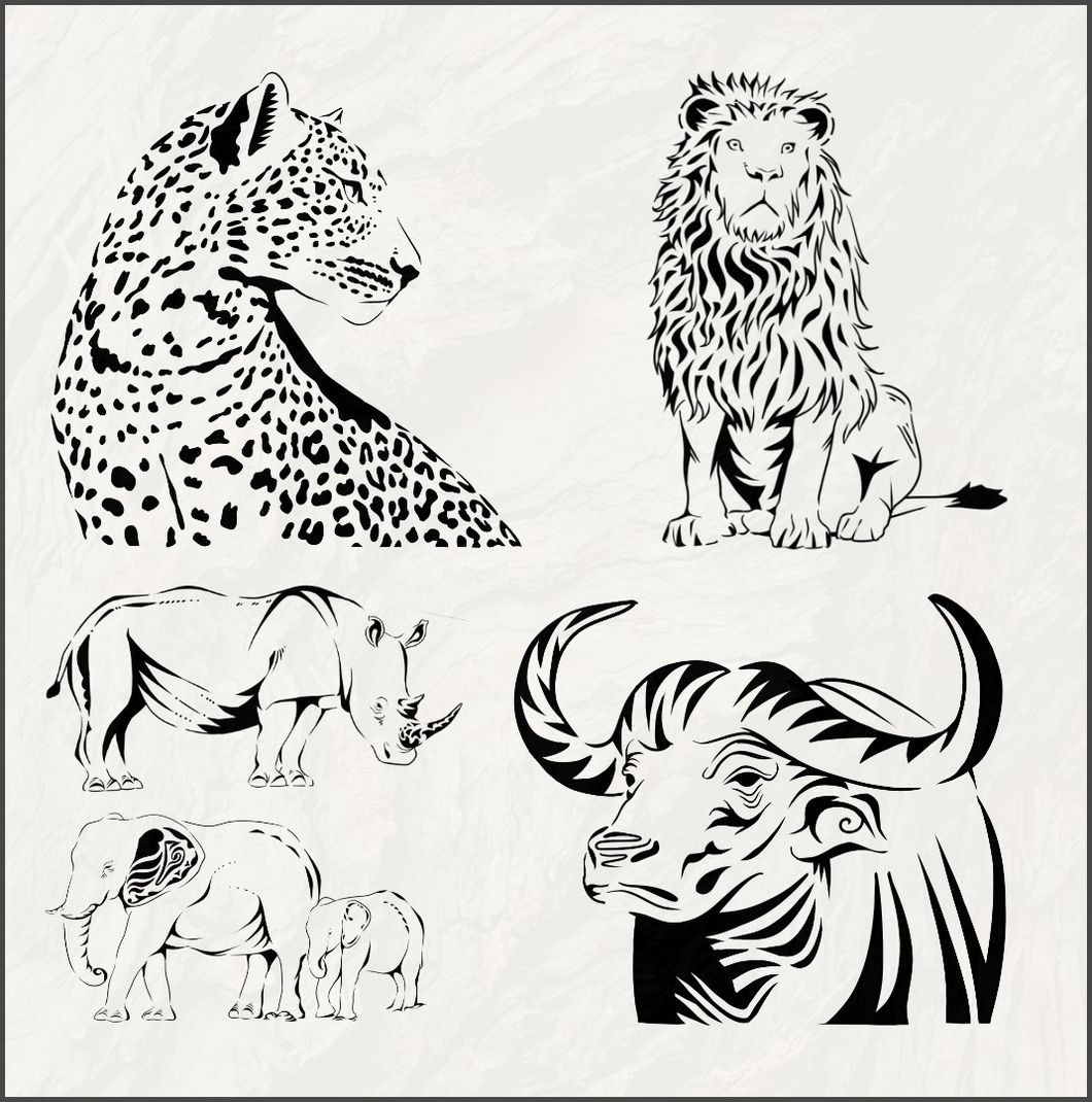 Collection of Big Five Animal Stencils (5 Beautiful Stencils) | Buy Online  in South Africa 