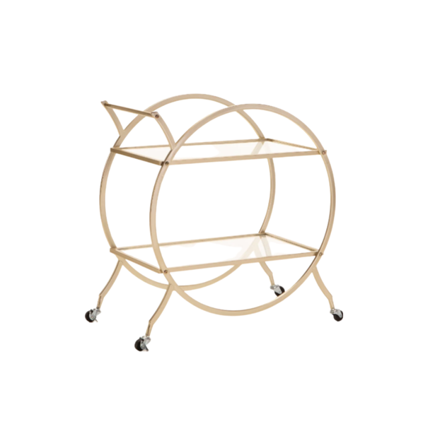 2-Tier Metal Serving Trolley - With Glass Rack
