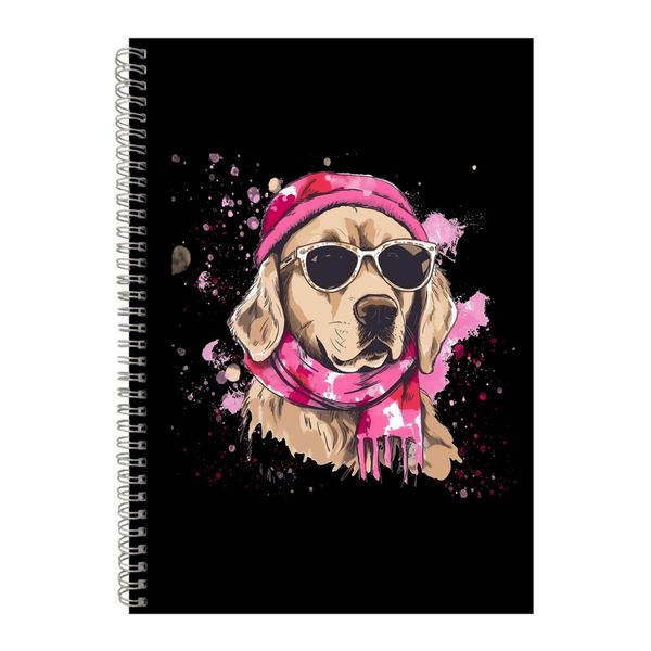 Pink GR A4 Notebook Spiral and Lined Golden Retriever Graphic Notepad 109