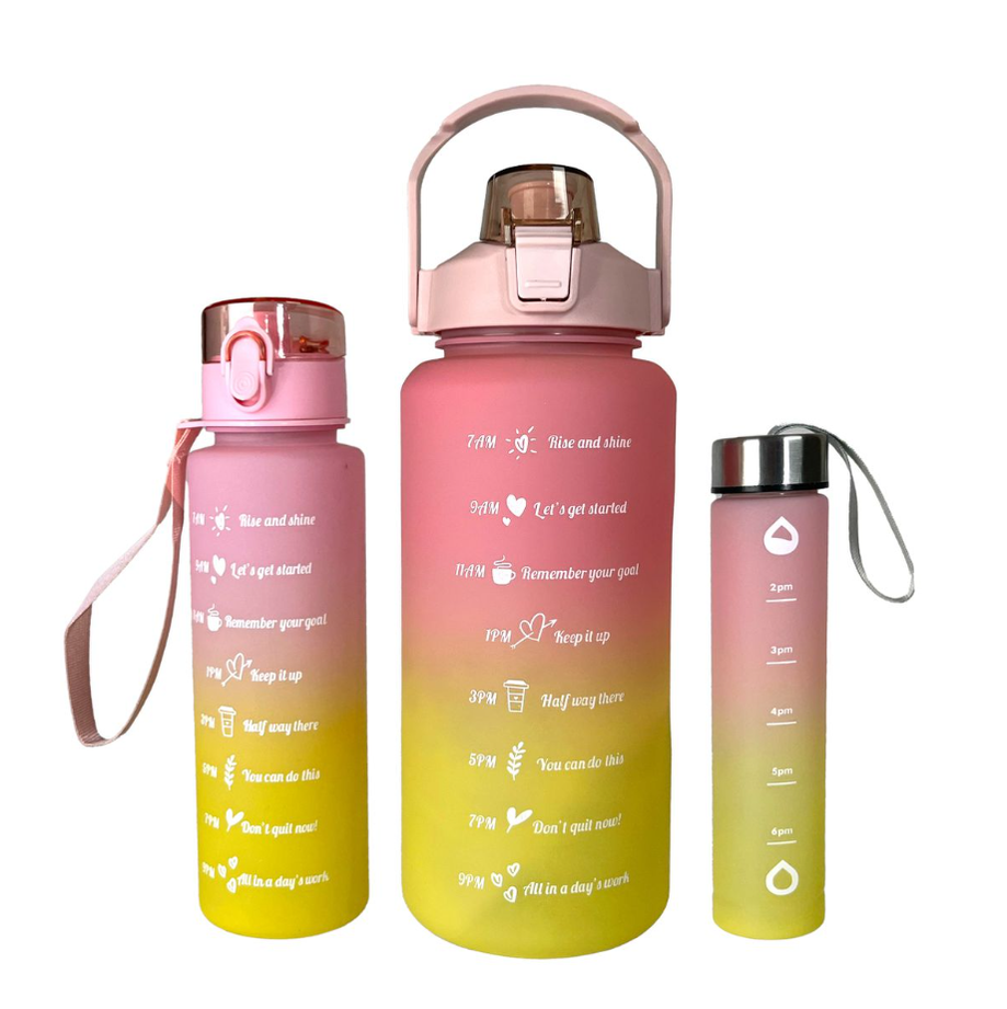 Set Of 3 Motivational Water Bottles 2l + 700ml + 300ml 