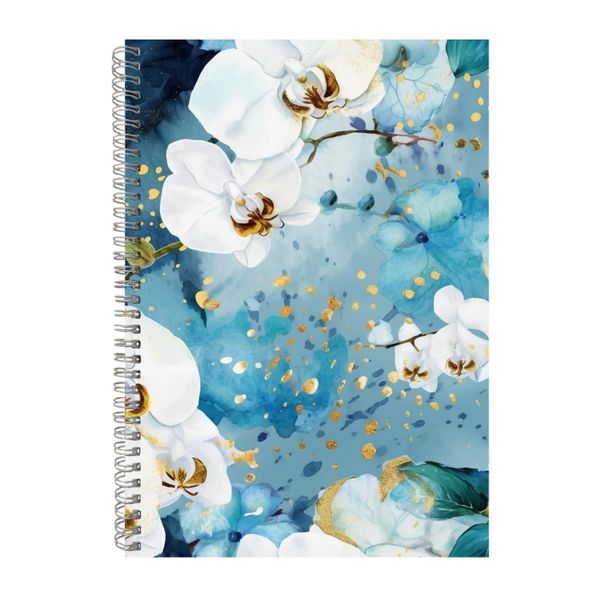 Bright Watercolor White Orchid Notebook Gift Idea Notepad Pad 108
