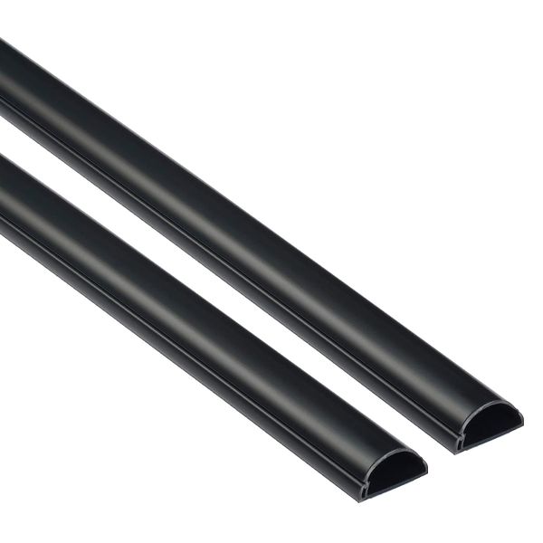 2 PACK: D-Line: Half Round Cable Trunking / ducting 20mm x 10mm x 2m: BLACK
