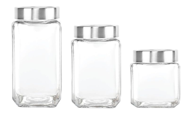 Elegant 3pcs Glass Storage Containers - Airtight Lid