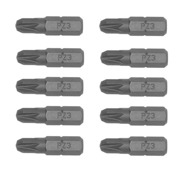 TengTools - 10 Piece 1/4'' Hex #03 Pozi Bit 25MM - PZ2500310