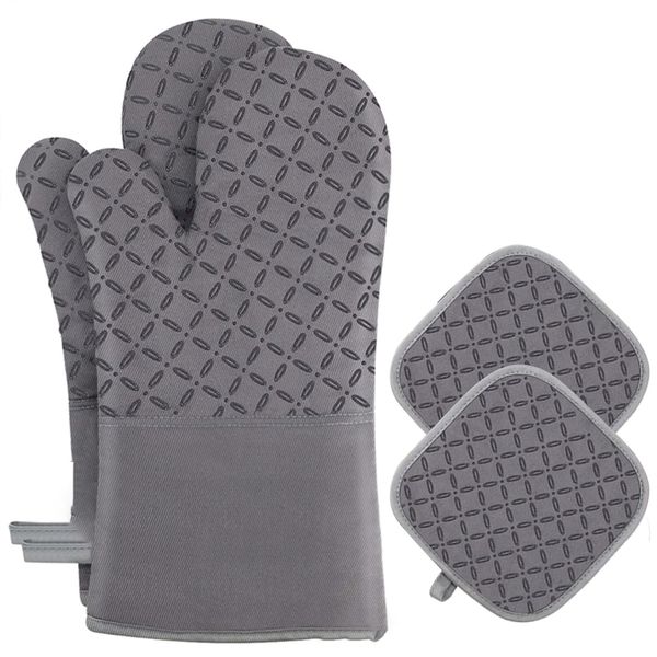 4PCS Oven Gloves Mitts Kitchen Mitt Heat-Insulating Gloves Pot Holder Set
