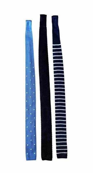 Men Black, Blue and Navy Skinny Knitted Neck Tie Set