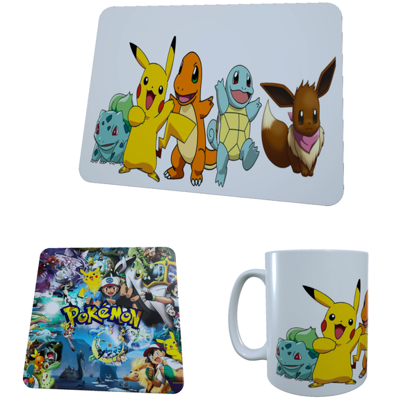 Pokemon Characters - Aesthetic - Coffee Mug, Coaster, and Mouse Pad Combo