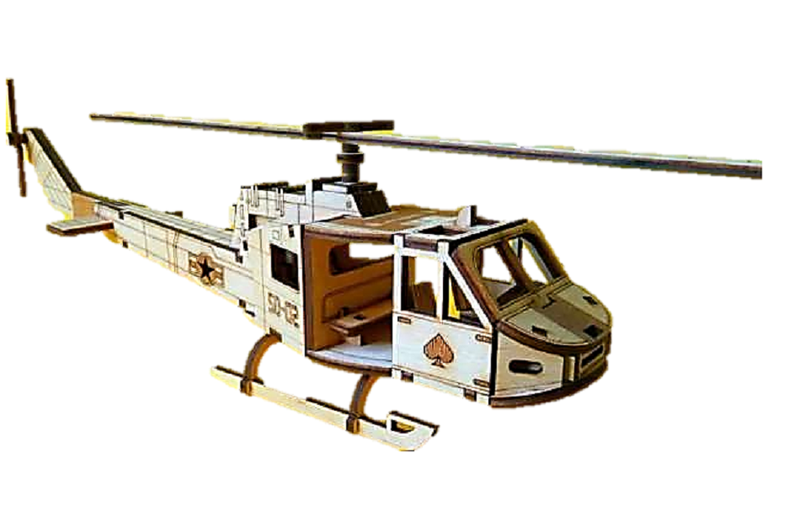 Helicopter Huey Bell Iroquois 3D Puzzle Wooden 3D Model By Everything Laser