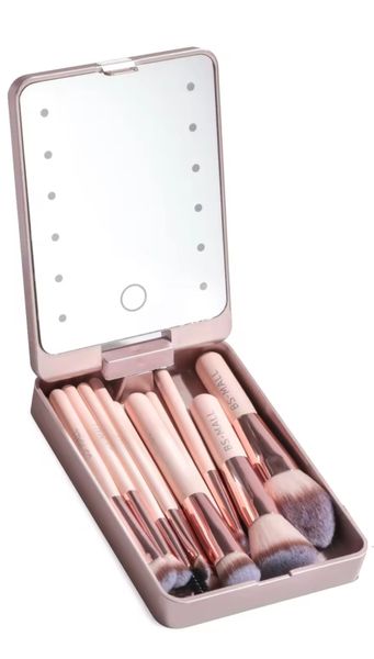 Portable LED make-up case with 14 Brushes