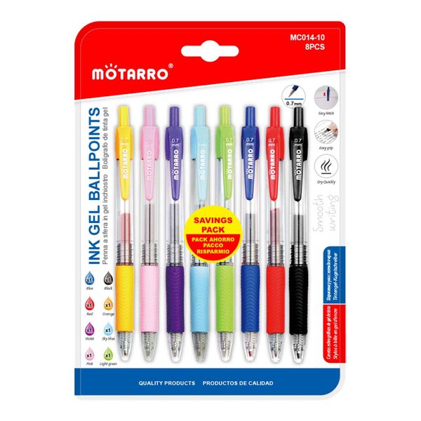 MOTARRO 8Pcs Multicolor Gel Pens 0.7mm for Journaling &amp; Office