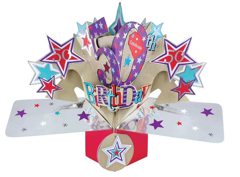 3D Pop-up Card - 50th Birthday Stars