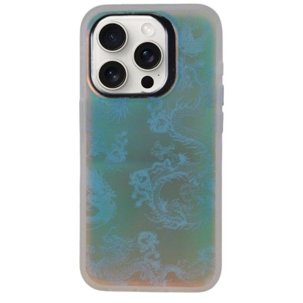Holographic Dragon Print Case - iPhone Compatible - iPhone 15 Pro