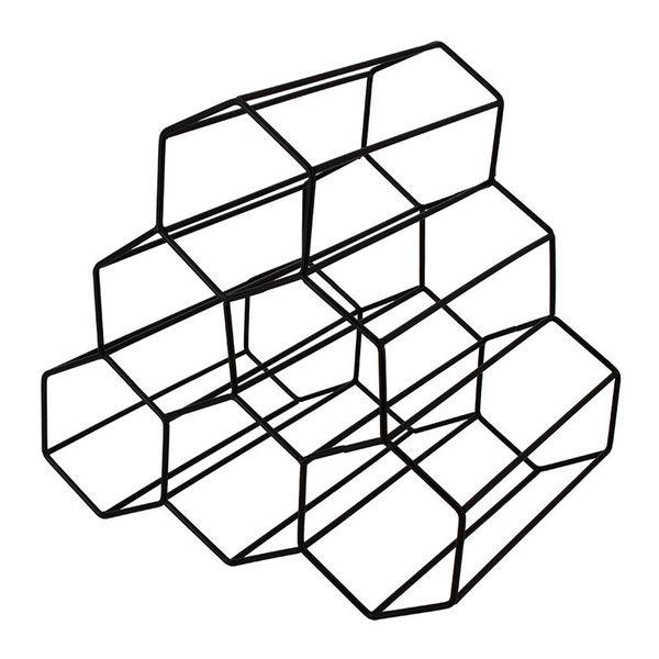 Bar Butler Geometric Hexagon 6 Bottle Black Wine Rack - 285 x 225 x 275mm