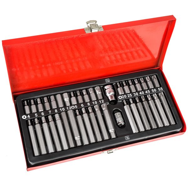 Set of 40 screwdriver bits 12 and 6 spline short and long XZN hex torx