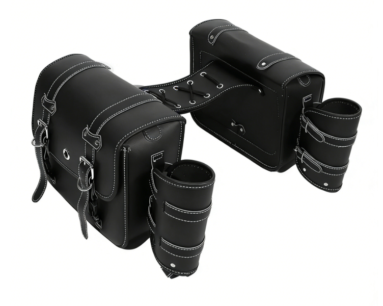 14L Waterproof Motorcycle Saddle Bags PU Leather With Cup Holder And Lock