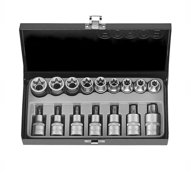 Force - 1/2" Dr 16 Piece Chrome Socket Set E10-E24