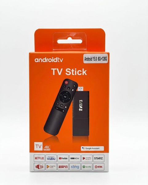 4K Ultra HD Android 15 TV Stick 8GB+128GB Bluetooth Remote Google Assistant