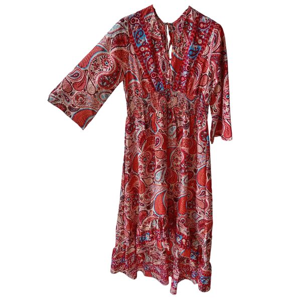 Elara Polysilk High/Low Kimono Dress - Red