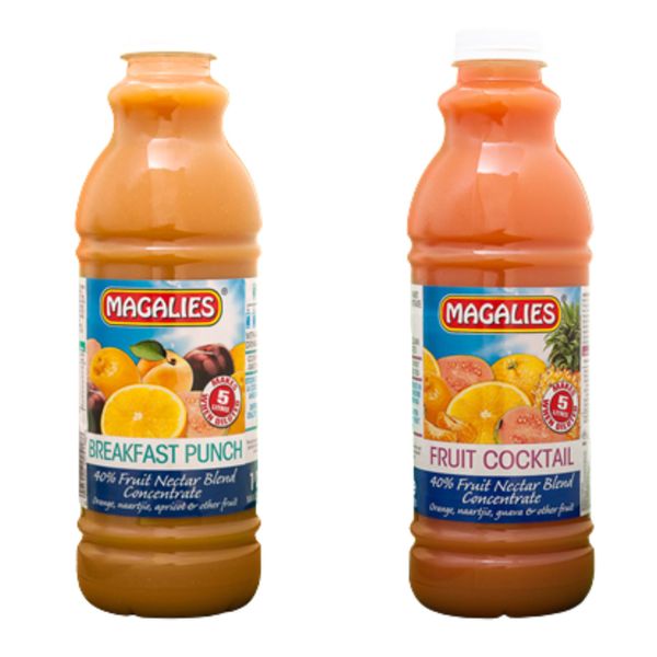 Magalies 40% 1 Litre Concentrate x2-Fruit Cocktail &amp; Breakfast Punch
