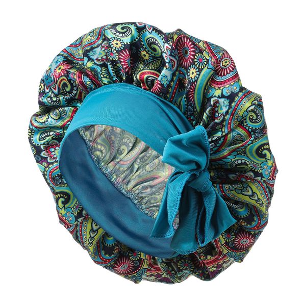Women's Wide Brim Sleeping Cap Hair Care Cap - Blue