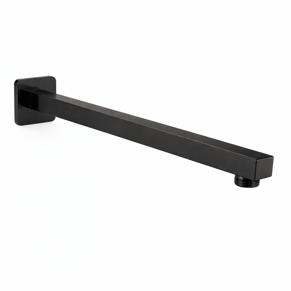 Wall Mounted Stainless Steel Square Shower Arm - 40cm - Black