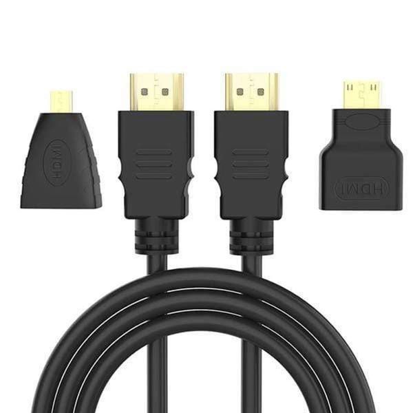 3 in 1 HDMI To HDMI Cable with Mini &amp; Micro Adaptors Kit-1.5 Meter