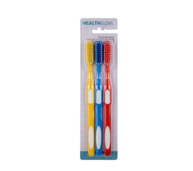 Health Glow - 3 Piece Adult Toothbrushes x 4
