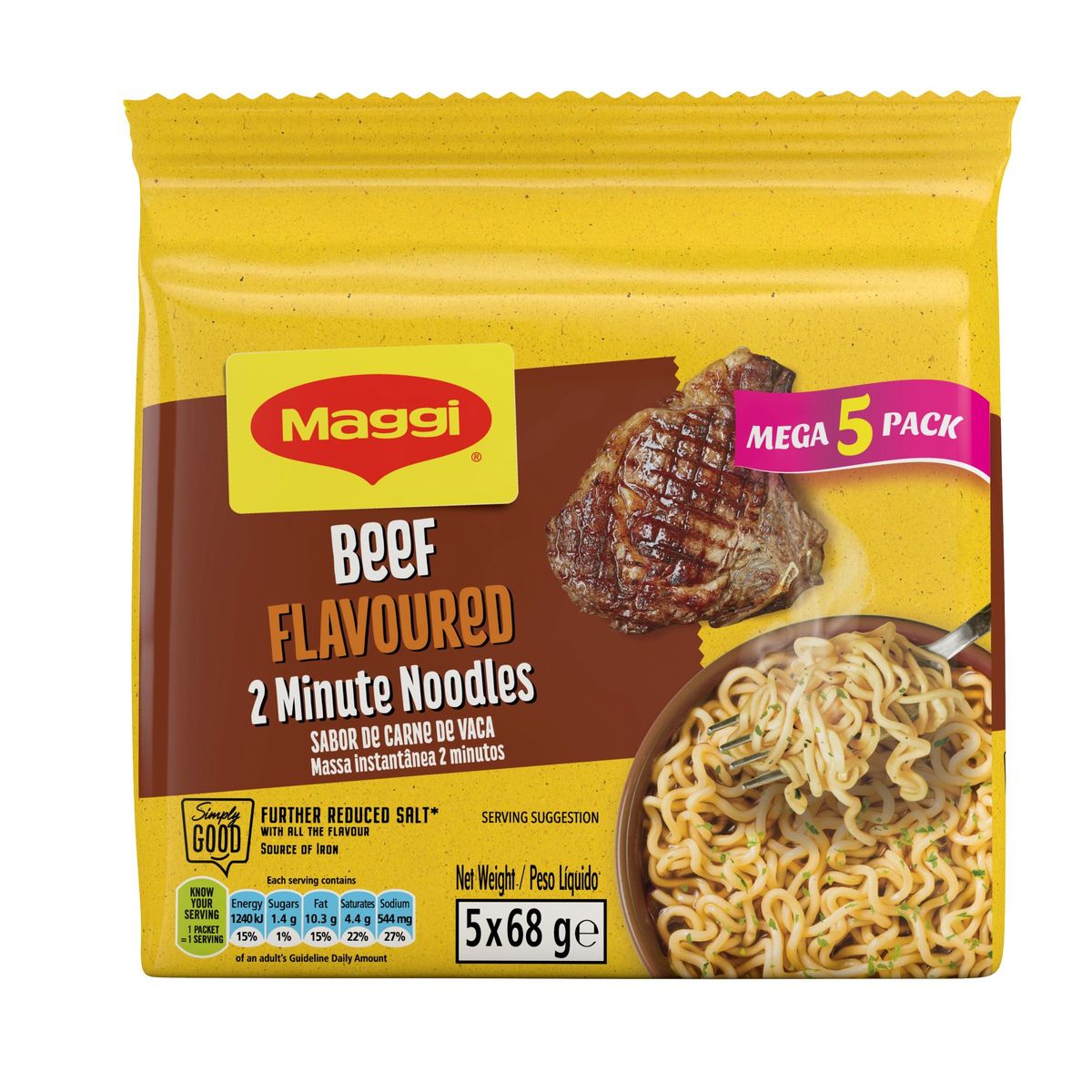 Maggi 2 Minute Instant Noodles Beef Flavour 5 Pack Shop Today Get It 