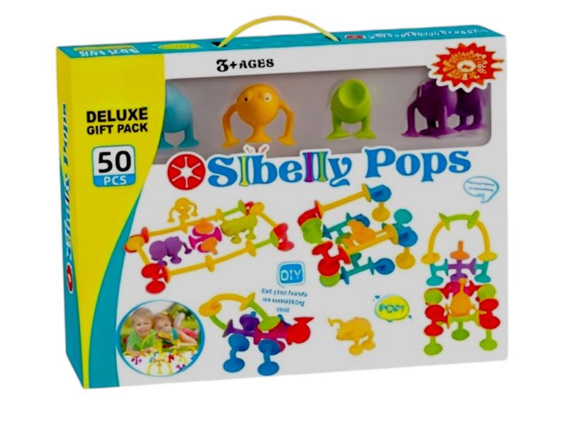 SLBelly Pops 50-Piece Silicone Suction Construction &amp; Bath Sensory Toy