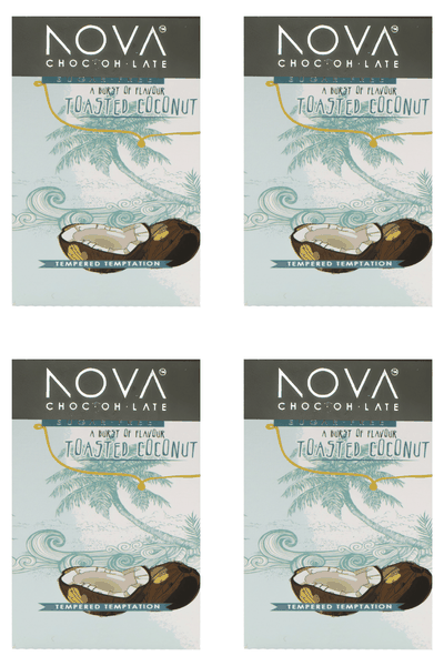 NOVA CHOCOLATE - Dark Chocolate with Toasted Coconut 100g - Pack of 4