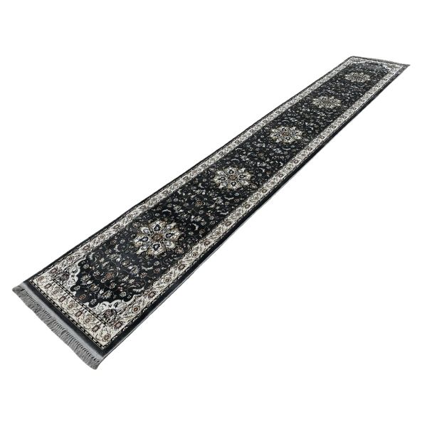 Classic Floral Grey High Quality Long Hallway Runner Rug - 500 x 80 cm