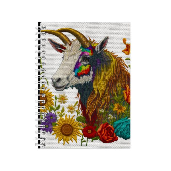 Embroidered GOAT3 Notebook Animal Gift Idea Notepad Pad 100